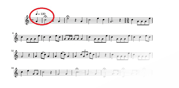 Voilà un exemple d’annotation de Tempo